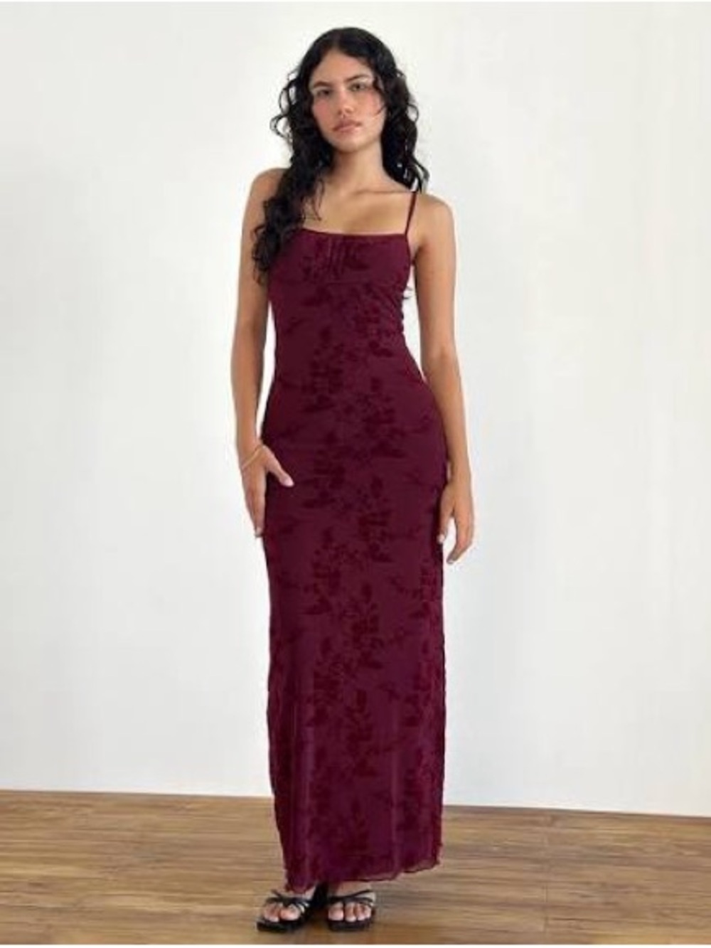 Motel Rocks Burgundy Spaghetti-Strap Maxi Dress